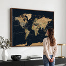 Vintage World Map Canvas on the Dark Background Wall Art