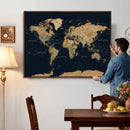 Vintage World Map Canvas on the Dark Background Wall Art