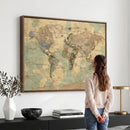 Vintage World Map Wall Art | Ready to Hang and Framed