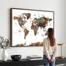 Watercolor World Map Canvas Print – Detailed Map of the