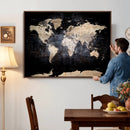Grunge World Map Wall Art | 3-Panel Large Beige and Brown