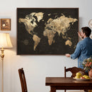 Framed World Map with Pin Canvas Print – Detailed World Map