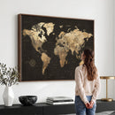 Framed World Map with Pin Canvas Print – Detailed World Map