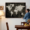 Vintage World Map Wall Art Canvas Print – Framed Large Map