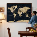 Dark World Map Canvas Wall Art Print, Minimal Black and Gold by MyGreatCanvas | Canvas Wall Art Prints | Photo Prints & Wall Decor