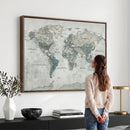 Neutral Vintage World Map Canvas Wall Art Print, Classic Map
