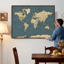 Minimal Vintage World Map Canvas Wall Art Print, Neutral