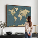 Minimal Vintage World Map Canvas Wall Art Print, Neutral