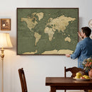 Large World Map Canvas Wall Art Print for Study Room Decor -