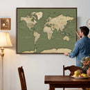 Vintage World Map Canvas Wall Art Print, Classic Global Map