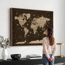 Colorful World Map Canvas Wall Art with Landmarks – Framed