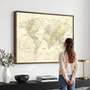 Detailed Large World Map Wall Decor Canvas Art Print
