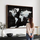 World Map Canvas Print – Framed Push Pin Wall Art, Color