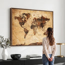 Modern Red and Gray World Map Canvas Print – Framed Wall Art