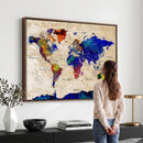 Colorful World Map Canvas Wall Art – Abstract Watercolor Map