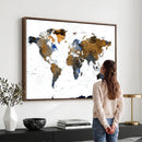 Colorful Watercolor World Map Canvas Wall Art – Framed