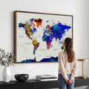 Vintage World Map Canvas Wall Art – Framed Travel Map with