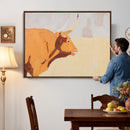 Minimal Longhorn Bull Wall Art Canvas Print, Neutral Western by MyGreatCanvas | Canvas Wall Art Prints | Photo Prints & Wall Decor