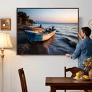Coastal Fishing Boats Wall Art Canvas Print, Sunset Beach by MyGreatCanvas | Canvas Wall Art Prints | Photo Prints & Wall Decor