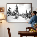 Black and White Snowy Pine Forest Wall Art Canvas Print, by MyGreatCanvas | Canvas Wall Art Prints | Photo Prints & Wall Decor