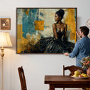 Elegant Woman Canvas Wall Art — Black Gold Gown Fashion by MyGreatCanvas | Canvas Wall Art Prints | Photo Prints & Wall Decor