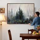 Misty Pine Forest Oil Painting Canvas — Dark Moody Teal Grey by MyGreatCanvas | Canvas Wall Art Prints | Photo Prints & Wall Decor
