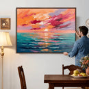 Bold Palette Knife Ocean Sunset Canvas — Orange Pink Teal by MyGreatCanvas | Canvas Wall Art Prints | Photo Prints & Wall Decor