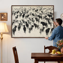 Longhorn Cattle Canvas Wall Art, Black White Stampede Ink by MyGreatCanvas | Canvas Wall Art Prints | Photo Prints & Wall Decor