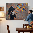 Urban Banksy Butterfly Girl Wall Art Canvas Print, Framed by MyGreatCanvas | Canvas Wall Art Prints | Photo Prints & Wall Decor
