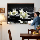 Plumeria Frangipani Black Stone Canvas | White Flower Spa by MyGreatCanvas | Canvas Wall Art Prints | Photo Prints & Wall Decor