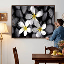 Plumeria Frangipani Black Stone Canvas | White Flower Spa by MyGreatCanvas | Canvas Wall Art Prints | Photo Prints & Wall Decor