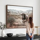 Texas Longhorn Bull Wall Art Canvas Print, Western Farmhouse