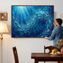 School of Fish Canvas Print | Blue Ocean Underwater Wall Art by MyGreatCanvas | Canvas Wall Art Prints | Photo Prints & Wall Decor
