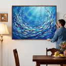 School of Fish Canvas Print | Blue Ocean Underwater Wall Art by MyGreatCanvas | Canvas Wall Art Prints | Photo Prints & Wall Decor