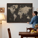 World Map Canvas Wall Art Dark Charcoal Antique Tan Detailed by MyGreatCanvas | Canvas Wall Art Prints | Photo Prints & Wall Decor