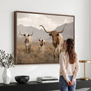 Rustic Texas Longhorn Cow Canvas Wall Art Print, Rustic Farm Animal Photography Print, Farmhouse Country Decor, Western Ranch Art
