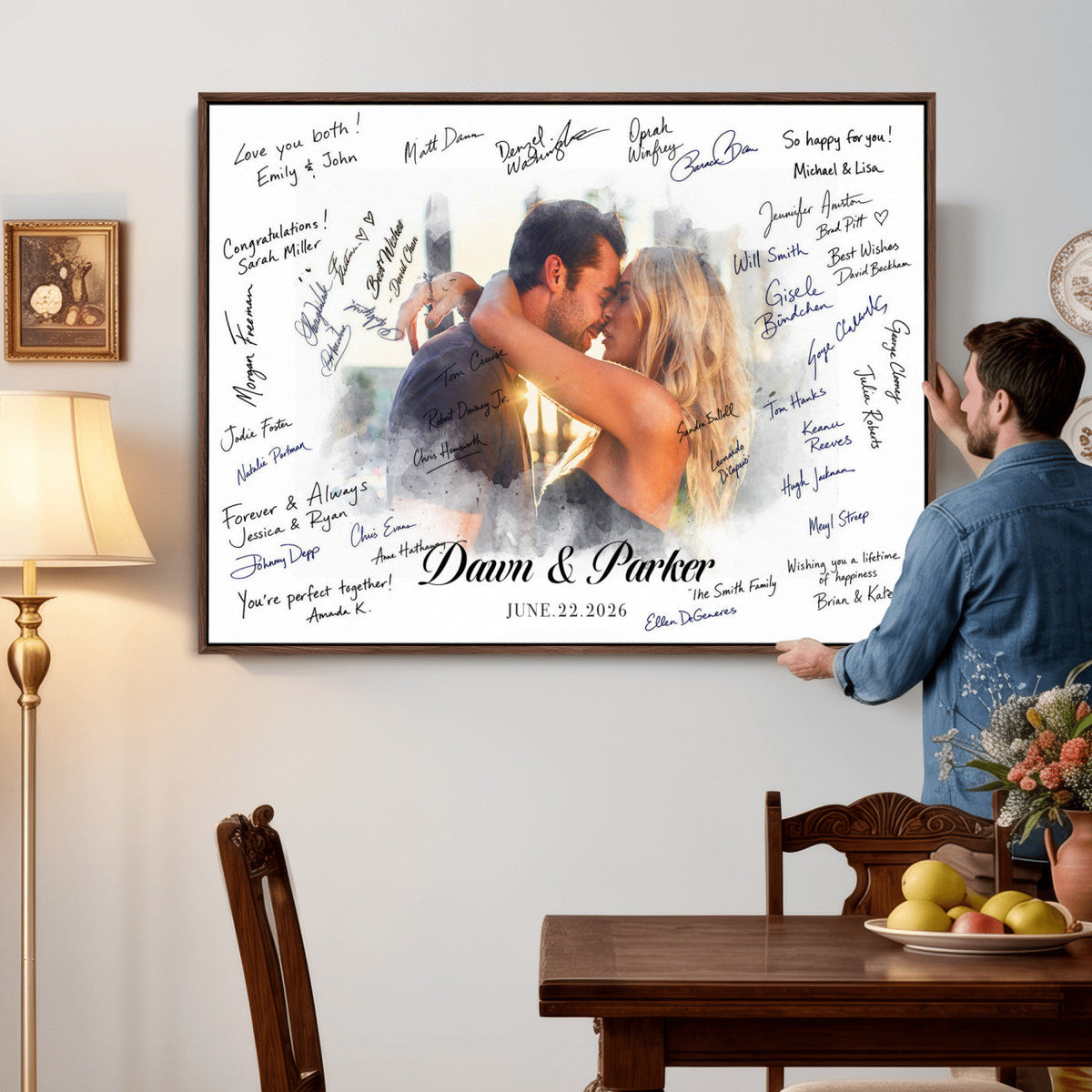 Wedding Guest Book Alternative Wall Art Canvas Print, Personalized, photo 2 of 25