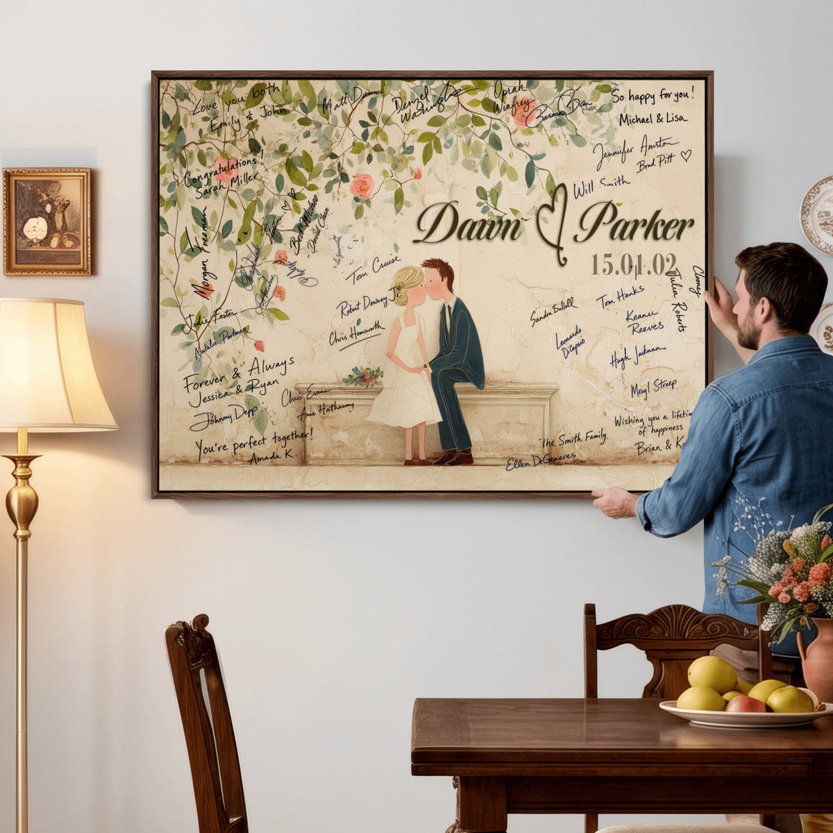 Wedding Guest Book Alternative Wall Art Canvas Print, Personalized, photo 2 of 25