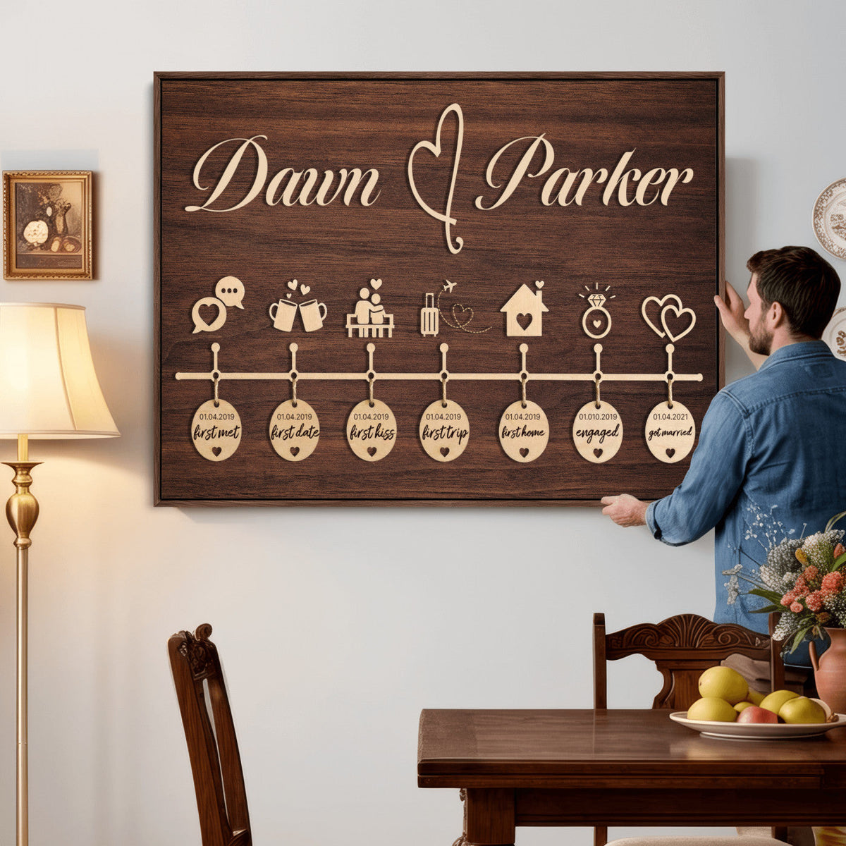 Personalized Couple Timeline Wall Art Canvas Print, Custom, photo 2 of 25