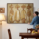 Mexican Folk Art Canvas Wall Art, Charro Poncho Sombrero Painting Print, Neutral Beige Boho Decor, Southwestern Impasto Style, Living Room Art by MyGreatCanvas | Canvas Wall Art Prints | Photo Prints & Wall Decor