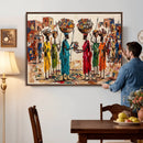 African Folk Art Canvas Wall Art, Colorful African Women Village Painting Print, Tribal Ethnic Home Decor, Vibrant African Art, Living Room by MyGreatCanvas | Canvas Wall Art Prints | Photo Prints & Wall Decor