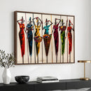African Folk Art Canvas Wall Art, Colorful African Women Village Painting Print, Tribal Ethnic Home Decor, Vibrant African Art, Living Room
