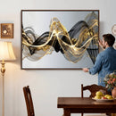 Black and Gold Abstract Wall Art, Modern Wave Canvas Print, Elegant Flowing Smoke Art, Luxury Living Room Decor by MyGreatCanvas | Canvas Wall Art Prints | Photo Prints & Wall Decor