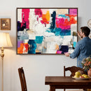 Blue Teal Abstract Canvas Wall Art, Modern Textured Painting Print, Navy Orange White Contemporary Art, Neutral Living Room Decor, Office Art by MyGreatCanvas | Canvas Wall Art Prints | Photo Prints & Wall Decor