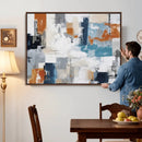 Blue Teal Abstract Canvas Wall Art, Modern Textured Painting Print, Navy Orange White Contemporary Art, Neutral Living Room Decor, Office Art by MyGreatCanvas | Canvas Wall Art Prints | Photo Prints & Wall Decor