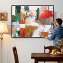 Blue Teal Abstract Canvas Wall Art, Modern Textured Painting Print, Navy Orange White Contemporary Art, Neutral Living Room Decor, Office Art by MyGreatCanvas | Canvas Wall Art Prints | Photo Prints & Wall Decor