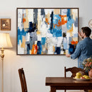 Blue Teal Abstract Canvas Wall Art, Modern Textured Painting Print, Navy Orange White Contemporary Art, Neutral Living Room Decor, Office Art by MyGreatCanvas | Canvas Wall Art Prints | Photo Prints & Wall Decor