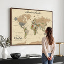 Personalized Detailed Push Pin World Map Canvas Print Custom
