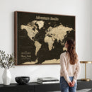 Personalized Push Pin World Map Canvas Print – Custom Travel