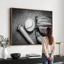 Vintage Baseball Glove and Bat Sports Wall Art Canvas,